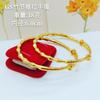 Pulsera de latón chapada en oro al por mayor, joyería de oro de imitación electrochapada, fabricantes directos de pulseras ricas de bambú para damas de empujar y jalar