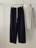 Pantalones Casuales de Pierna Ancha con Cordón Estilo Coreano para Mujer 2026 Otoño Casual Algodón Peinado Adelgazantes Versátiles de Pierna Recta Pantalones de Chándal