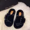 Pantuflas peludas de suela plana de talla grande para mujer para comercio exterior transfronterizo de otoño e invierno, adecuadas para usar al aire libre, pantuflas de algodón casuales de suela gruesa para el hogar y el interior, de meter