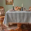 Toalha de mesa estilo Ins para café, à prova d'água e de óleo, toalha de mesa de jantar sem lavagem, toalha de mesa retangular de algodão e linho de cor sólida para mesa de cabeceira
