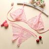 Lingerie Sexy Conjunto de Pijama de Renda com Abertura no Gancho Bikini Três Peças Tanga Conjunto de Presente Duas Peças Tamanho Plus