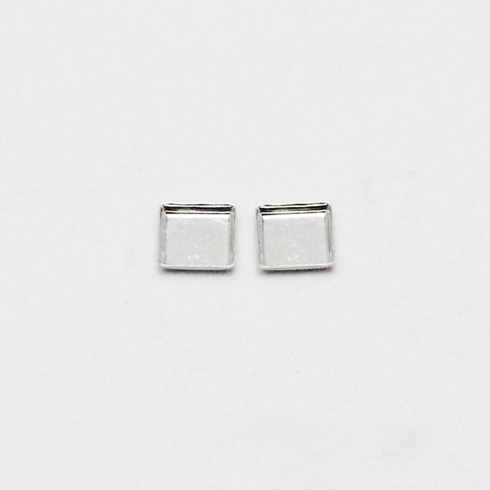 雅缤 s纯银底托 时光宝石正方形6mm diy饰品配件空托现货YB27488