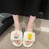 Chinelos de Algodão da Moda para Mulheres 2025 Casa Fofos Antiderrapantes Coração Feminino Chinelos de Pelúcia Peça Única Sola Macia Bico Aberto Chinelos de Algodão