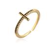 Aogu Suministro Transfronterizo Nuevo Producto Europeo y Americano Bañado en Oro de 18K con Micropavé de Zirconia Esmaltado Anillo Abierto Geométrico para Mujer
