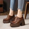 Sapatos Plataforma de Solado Grosso, Novo Estilo Outono, de Salto Alto, Salto Grosso, Aumentadores de Altura, Sapatos Casuais Versáteis Femininos