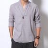 Estilo Chinês Chegada Nova Verão Camisa Masculina de Manga Longa Estilo Japonês Vintage Algodão e Linho Hanfu Casual Traje Tang Camisa Masculina