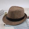 Sombrero de Jazz de Paja Transpirable con Visera para Hombre de Primavera y Verano con Cuadros Grandes Sombrero Fresco Protector Solar Sombrero para Pareja
