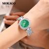 Relógio Feminino Mokago Design Splicing Pulseira de Diamante Redondo Mostrador Madrepérola Luxo Acessível Feminino Totalmente Diamantado À Prova D'Água Relógio Feminino de Quartzo