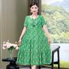 Novo Vestido de Algodão Seda Feminino Verão Tamanho Grande Moda Elegante Floral Algodão Artificial Saia de Praia para Jovens Mães