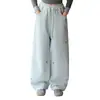 Calça de Moletom Feminina Primavera e Outono 2026 Nova Casual Estilo Coreano Crianças Médias e Grandes Bordado de Laço Calça de Perna Larga Transfronteiriça