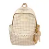 Mochila Fresca y Artística Estilo Bosque con Encaje y Diseño a Cuadros, Bolsa Escolar para Niñas Jóvenes Energéticas y Estudiantes