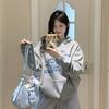 Suéter con Capucha Forrado de Felpa para Mujer Ropa con Capucha Estampada Sudadera Simple para Ir al Trabajo Coreana Deportiva Ocio Otoño e Invierno