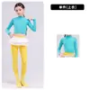 Conjunto de jazz para niñas, ropa de práctica de manga larga color macarrón, prenda moldeadora, conjunto de yoga, ropa de entrenamiento, conjunto de baile crop top para mujeres