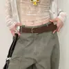 Cinturón Vintage Resistente Estilo Americano con Tachuelas de Estrella para Mujer, Sensación de Alta Gama, Cinturón de Cuero Sin Hebilla para Combinar con Jeans, Decoración Única