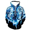 Suéter con Calavera para Hombre de Halloween Transfronterizo Impresión 3D Vestido de Pareja Holgado Deportivo con Capucha Traje de Béisbol