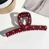 Pasador Ondulado Rectangular de Puntos Rojos para Mujeres con Pasadores Grandes en la Parte Posterior de la Cabeza, Pasadores Grandes para Volumen de Cabello Grande, Pinzas de Tiburón, Pasadores y Accesorios para el Cabello