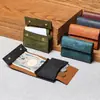 Carteira Personalizada de Couro Japonês Tanning Vegetal Rakuten, Porta-Moedas Vintage com Botão de Pressão, Carteira Multifuncional de Couro Genuíno para Homens