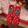 Calcetines cruzados de otoño e invierno para mujer, calcetines navideños gruesos de coral, calcetines de piso de tubo medio para mujer, calcetines de dormir de dibujos animados 3D