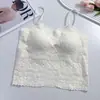 Camisola de Encaje para Mujer, Nuevo Estilo con Almohadillas de Sujetador Fijas, Borde Ondulado Antiexposición, Hermoso Diseño de Espalda, Top de Ropa Interior
