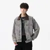 Chaqueta de algodón puro para hombre, nuevo producto de otoño, top casual lavado de alta gama para hombre estilo coreano, chaqueta vaquera vintage para hombre