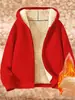 Jaqueta Moletom com Capuz Cor Lisa Casual Quente de Caxemira Outono e Inverno Forrada com Fleece Espessada Quente Jaqueta de Caxemira
