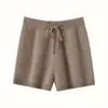 Calça de Cintura Alta Nova 2025 com Tiras, Corte Reto, Solta, Casual, Perna Larga, Shorts de Lã Cashmere Dupla Face para Mulheres Usarem Fora