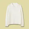 Suéter de Punto Trenzado Otoño 2026 Suéter Polo de Punto Manga Larga Cuello Solapa Suéter de Lana Corte Holgado para Mujer RL27244