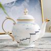 Xícara de chá e café de porcelana chinesa estilo personalizado com borda dourada novo estilo chinês telhado huipai conjunto de chá da tarde para casa