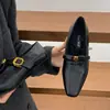 Zapatos Mary Jane de Cuero con Tacón Grueso y Flor de Camelia, Zapatos Peludos Retro, Negro, Talla Petite en cm, 2026