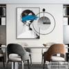 Pintura decorativa moderna de lujo para restaurante, con reloj, mural para sala de estar, mesa de comedor, pintura de pared combinada, fondo de belleza, pintura colgante de pared
