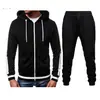 Nuevo Suéter Casual con Cremallera y Capucha para Hombre, Conjunto de Cárdigan Color Block