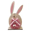 Jardinería de Primavera Adornos de Conejo de Madera Decoraciones Manualidades de Conejito de Pascua y Huevos Adornos Pequeños de Escritorio