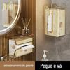 Caixa de Lenços Transparente, Luxo Leve Montada na Parede, Porta-Lenços para Banheiro sem Furos, Caixa para Papel Higiênico, Rack de Armazenamento para Banheiro, Dispensador de Lenços para Cozinha