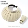 Chapéu de sol coreano de verão protetor solar para rosto com aba larga oco plissado versátil moda chapéu de sol para exterior dobrável feminino