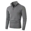 Nuevo suéter de otoño e invierno para hombre, de manga larga, casual, con media cremallera, cuello alto, ajuste slim, tejido de punto, chaqueta elegante y estilizada
