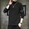 Camiseta de manga larga de forro polar de doble cara para otoño e invierno para hombre, camiseta base unisex casual ajustada con cuello camisero, top engrosado y cálido