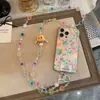 Bolsa Colgante para Teléfono con Cadena Cruzada de Cuentas de Colores de Niña Llorando Super Linda Estilo Ins Bolsas con Sentido de Diseño de Nicho Cadena para Teléfono