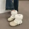 Botas de neve fofas femininas, botinhas antiderrapantes estilo Birkenstock, nova coleção de inverno 2025, com design interno que aumenta a altura e forro de fleece para aquecimento