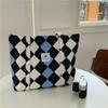 18304 Estilo Chic Estilo Coreano Bolso de Lona de Gran Capacidad Bolso de Hombro Simple para Estudiante Color de Contraste Estampado de Cuadros Estampado de Leopardo Bolso de Mujer