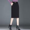 Saia de Lã Elegante Justa ao Corpo para Mulheres Outono e Inverno 2024 Novo Estilo Coreano Cintura Alta Reta Profissional One-Step Comprimento Médio