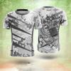 Camiseta Verão 2025 Estilo Quente Emblema Russo Camiseta Masculina Camuflada Roupa Esportiva para Exterior Camiseta Orgulho Manga Curta