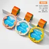 Medalla Metálica de Arena Líquida de Nuevo Estilo para Conmemoración del Día de Deportes Escolares de Otoño, Placa para Competición de Esquí, Premio de Honor para Eventos de Caminata