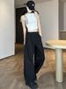 Tiro real overol de hoz para mujer primavera y verano 2025 nuevo secado rápido pantalones deportivos de paracaídas deconstrucción estilo americano pantalones de pierna ancha de machete