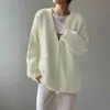 Suéter Versátil de Color Sólido Estilo Universitario Coreano para Mujer Ropa de Abrigo Primavera y Otoño Nuevo Aspecto Holgado Adelgazante Cárdigan de Punto Pequeño Fresco