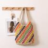 Bolso de hombro de paja tejida con rayas de color directo de fábrica, nuevo bolso tejido hueco, estilo vacacional, bolso de playa, bolso de ocio para mujer