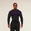 Onyx/x5 Esportes Americanos Fitness Masculino Manga Longa Casual Respirável Justo Manga Longa Casual Corrida Tubarão