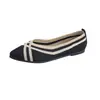 Nuevos Zapatos Planos Transpirables de Punto Volador con Bloques de Color Estilo Comercio Exterior para Mujer, Mocasines Casuales Ligeros sin Cordones con Punta Puntiaguda de Punto Transfronterizo para Todas las Estaciones