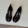 Versión de Piel de Vaca Estilo Old Money Hebilla Mocasines Mujer Otoño Suela Gruesa Slip-ons Zapatos Individuales 2026 Estilo Nuevo Tacón Grueso Zapatos Pequeños de Piel