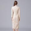 Vestido Elegante de Renda Cheongsam Estilo Chinês Bordado Artesanal Pesado Estrela Mesmo Tamanho Melhorado Retro Fashionável