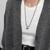 Estilo Minimalista Genial Metal Brillante Gota de Agua Cordón de Cuero Negro Collar Lujo Ligero Personalidad Avanzada Cadena de Lana Ajustable